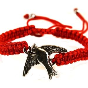 Red String Faithful Dove Adjustable Bracelet